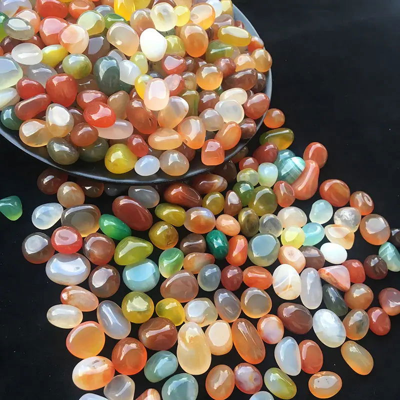 Natural Mixed Agate Stone Tumbled Stones Rainbow Crystal for Church Prayers Succulents Bedding Vase Filler Landscape Home Decor - forbiddengemstones.com