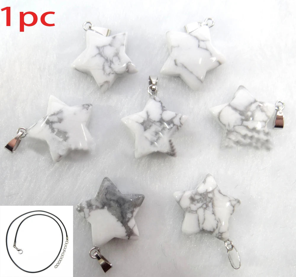 Natural Stone Hexagon Pendant Necklace Crystal Rose Quartz Opal Star for Women Fluorite Lapis Bullet Pendulum Trend Jewelry Gift - forbiddengemstones.com