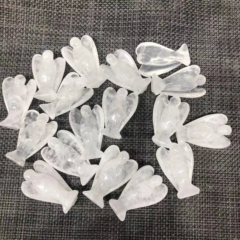 Natural Stones Clear Quartz Crystal Angel Healing Gemstones Hand Carved Reiki Home Decoration - forbiddengemstones.com