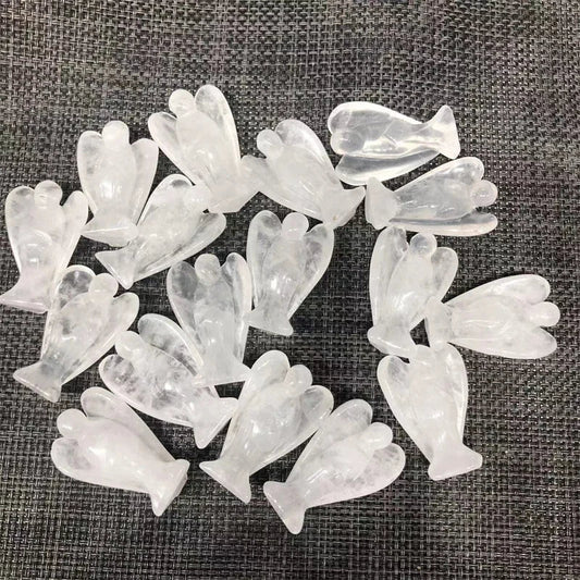 Natural Stones Clear Quartz Crystal Angel Healing Gemstones Hand Carved Reiki Home Decoration - forbiddengemstones.com