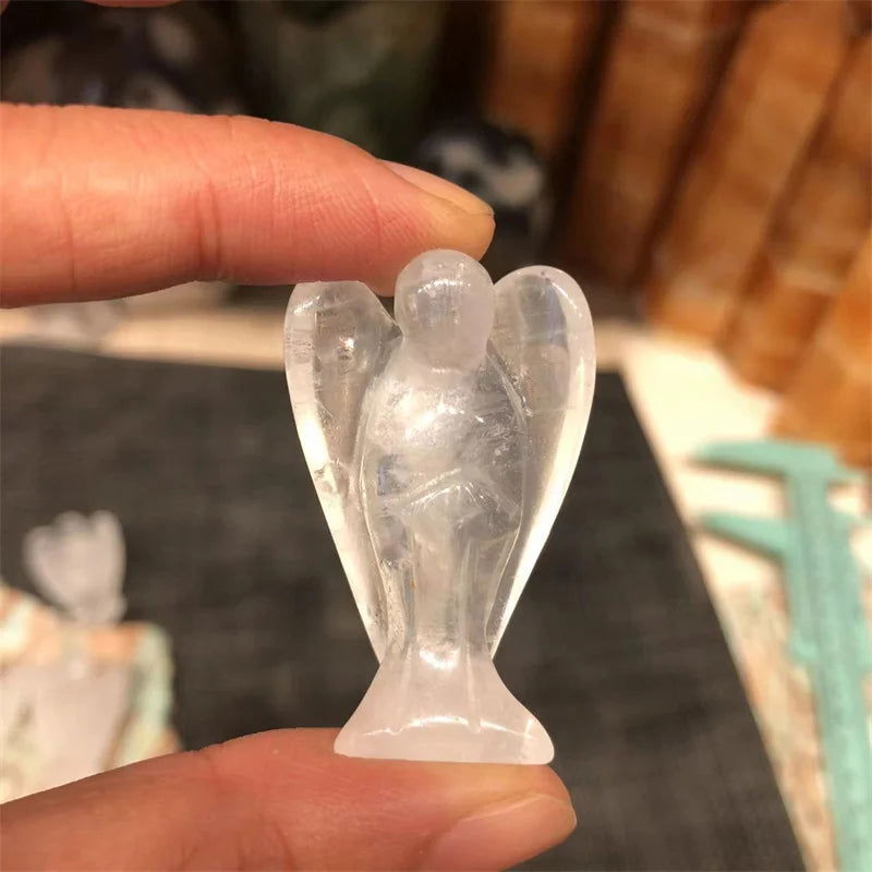 Natural Stones Clear Quartz Crystal Angel Healing Gemstones Hand Carved Reiki Home Decoration - forbiddengemstones.com