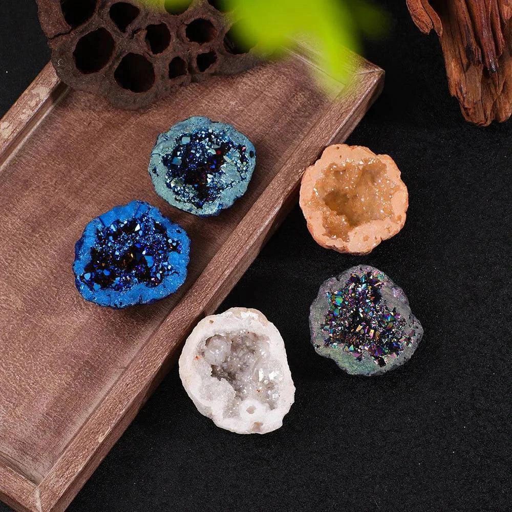 Nature Agate Geode Stone Irregular Colourful Electroplating Druzy Cluster Rocks Mineral Specimen Home Decor - forbiddengemstones.com
