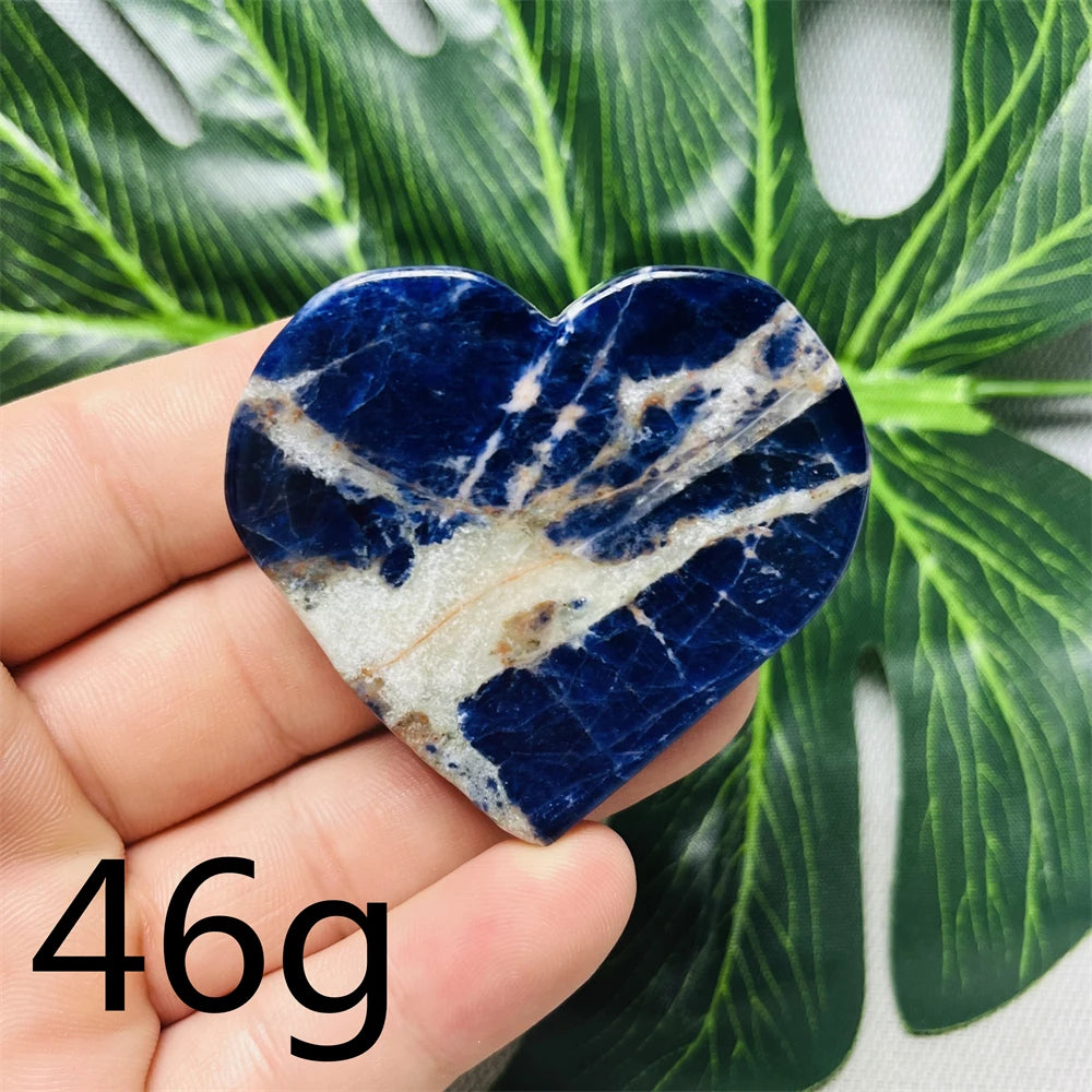 Natural gemstones Heart-shaped Decoration Blue Sodalite Mineral Collection Witchcraft Altar Crystal Stone Healing Spirit stone