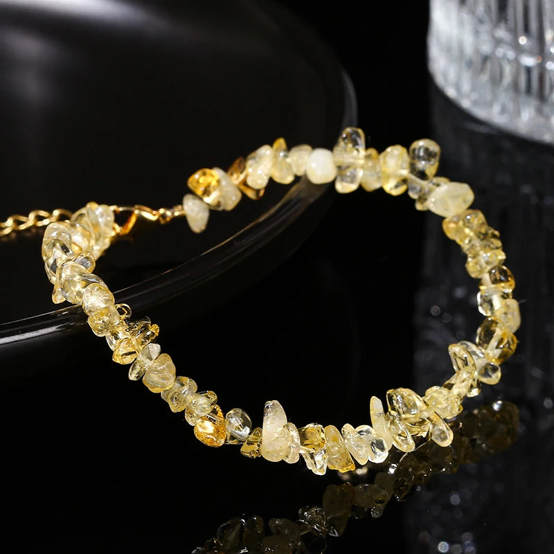 Natural Citrine Chip Chakra Bracelet for Women - Adjustable Reiki Healing Fashion Jewelry