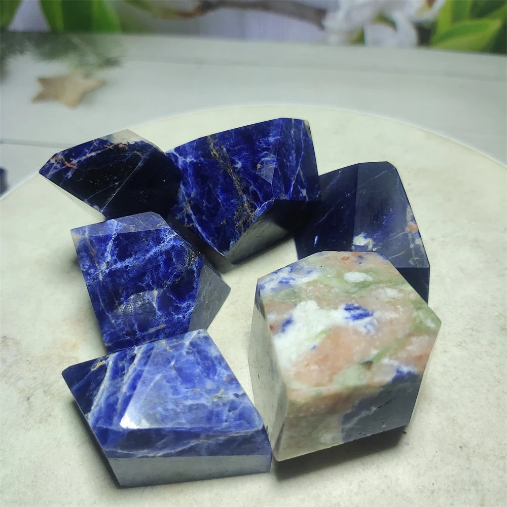 Natural Blue Sodalite Stone Original  Crystal Quartz Gem Minerals Polishing Chakra Reiki Meditation Home Decor