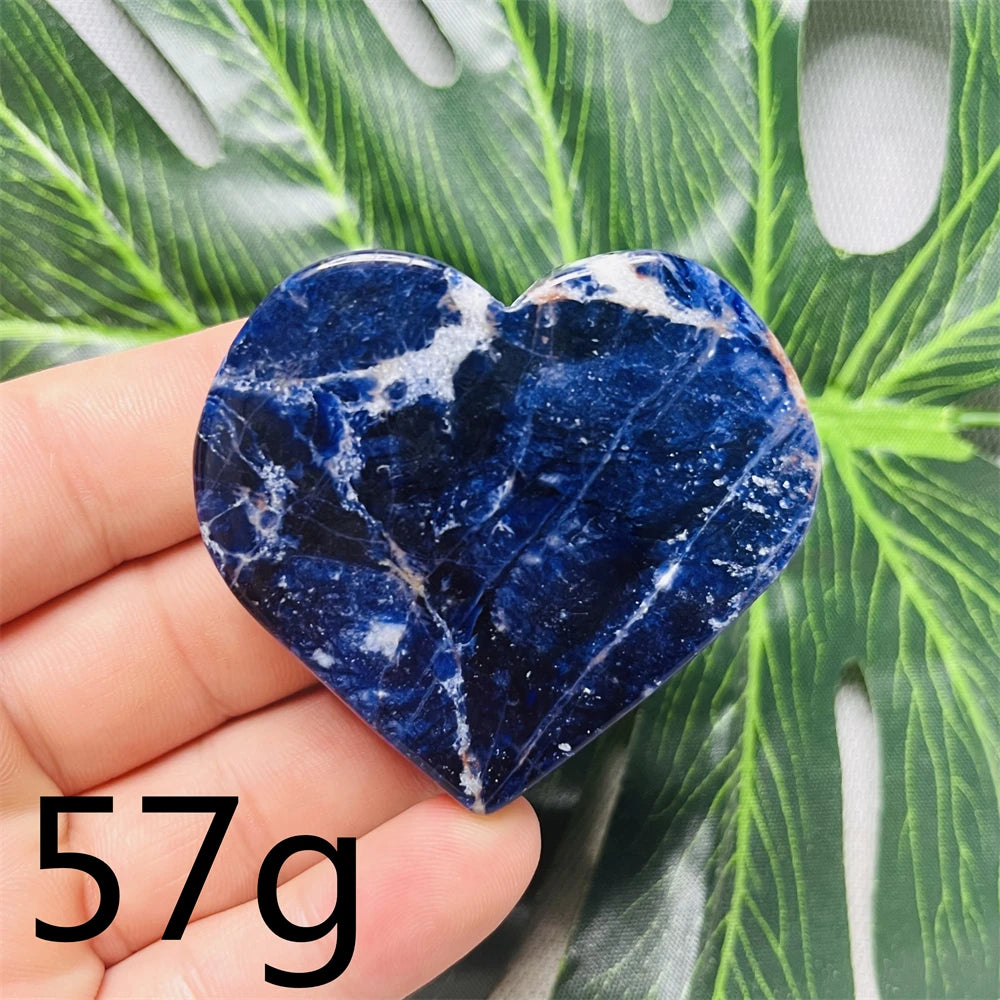 Natural gemstones Heart-shaped Decoration Blue Sodalite Mineral Collection Witchcraft Altar Crystal Stone Healing Spirit stone