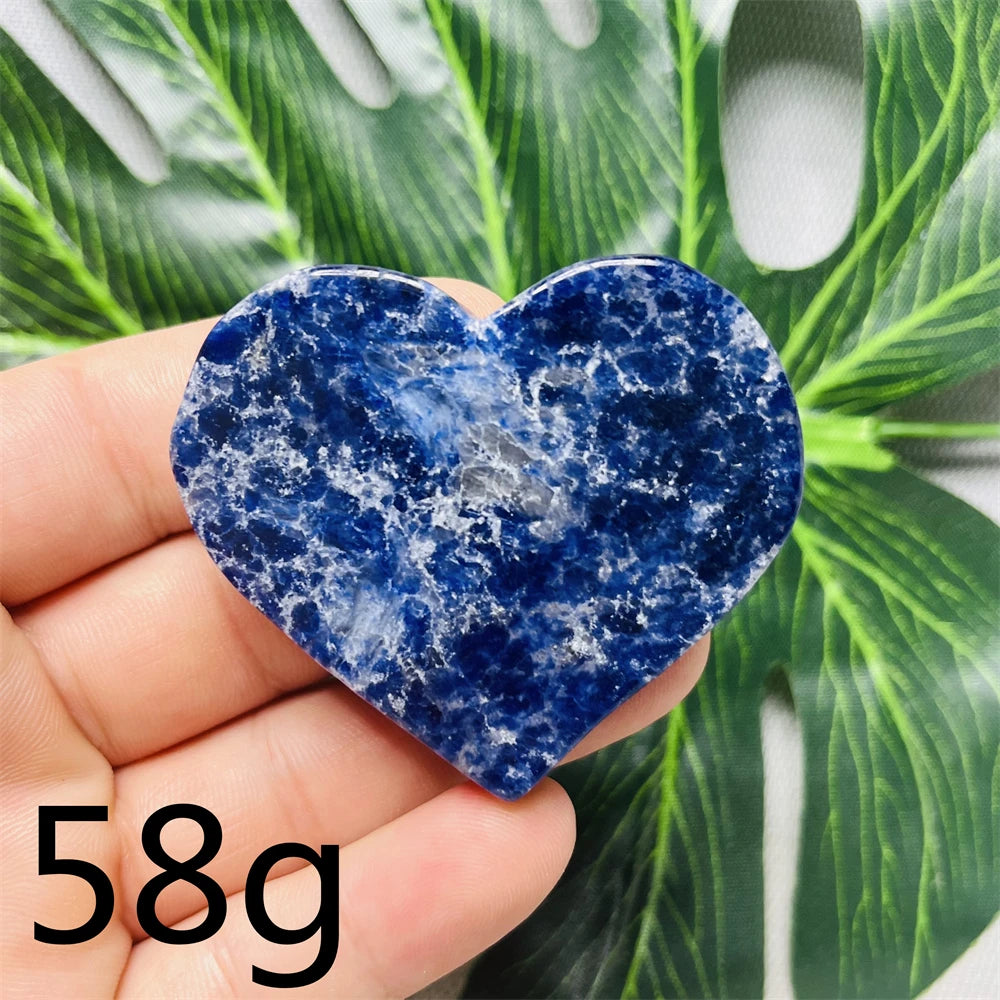 Natural gemstones Heart-shaped Decoration Blue Sodalite Mineral Collection Witchcraft Altar Crystal Stone Healing Spirit stone