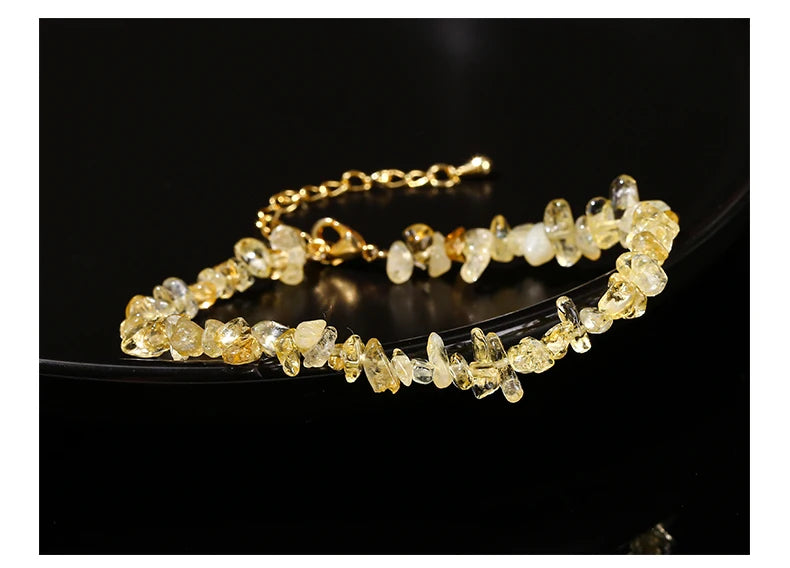 Natural Citrine Chip Chakra Bracelet for Women - Adjustable Reiki Healing Fashion Jewelry