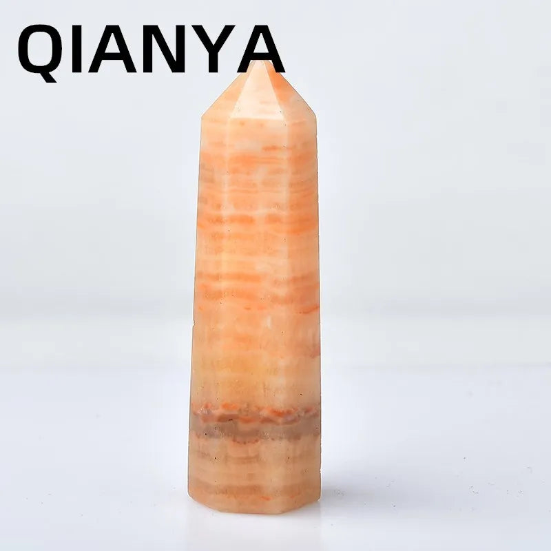 70-90mm Natural Calcite Hexagonal Energy Wand Crystal Point for Healing and Home Decor Gift