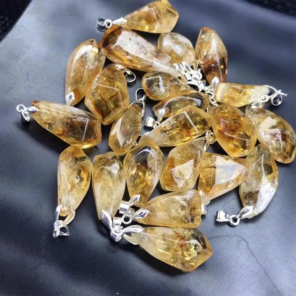 Exquisite Natural Citrine Healing Crystal Pendant for DIY Jewelry Crafting