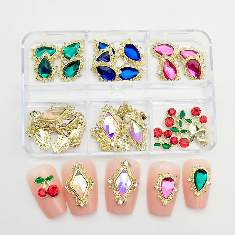 Luxury Saturn Planet Nail Charms with Crystal Rhinestones - 1 Box of Decorative Gem Stones for Nail Art