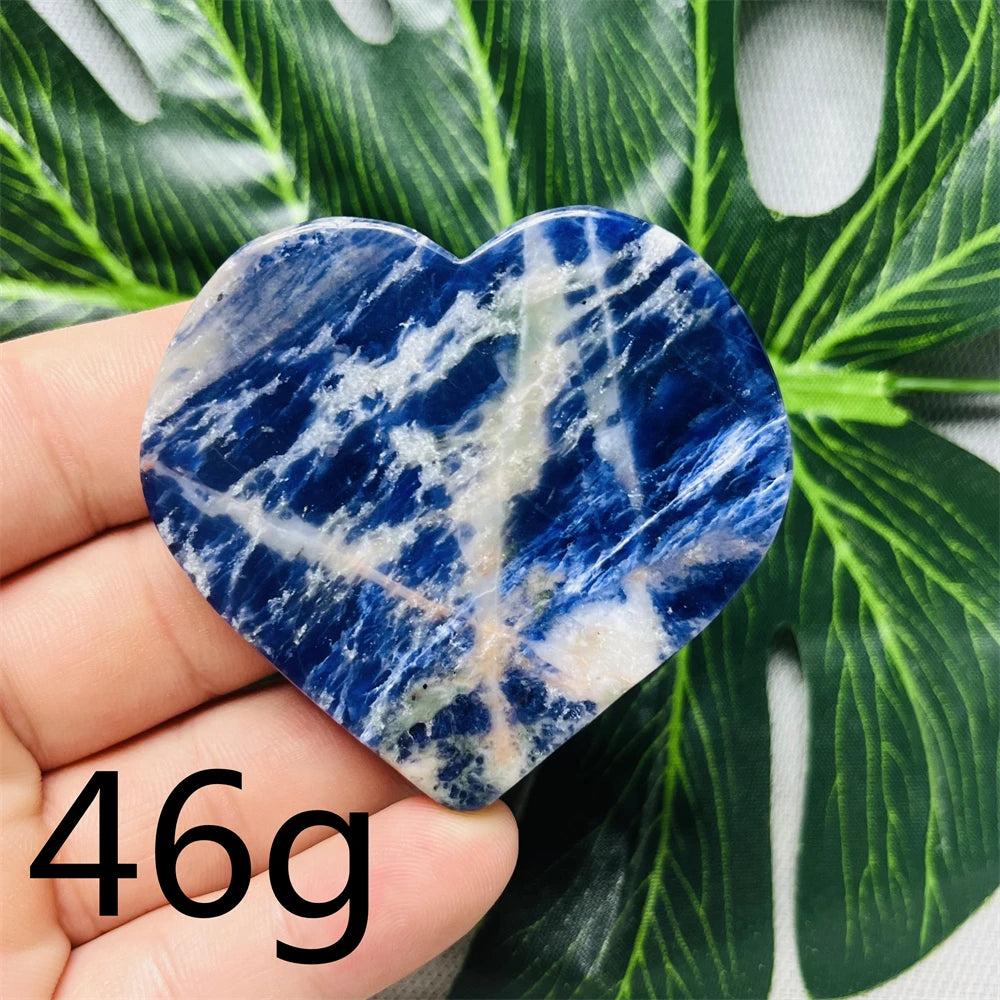 Natural gemstones Heart-shaped Decoration Blue Sodalite Mineral Collection Witchcraft Altar Crystal Stone Healing Spirit stone