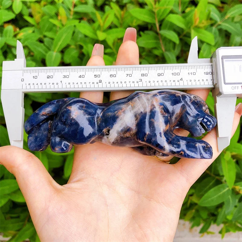 Natural Blue Sodalite Cheetah Gemstone, Room Decoration, Healing Crystal, Animal Figurine, Reiki Carved Stones, Gift, 1Pc