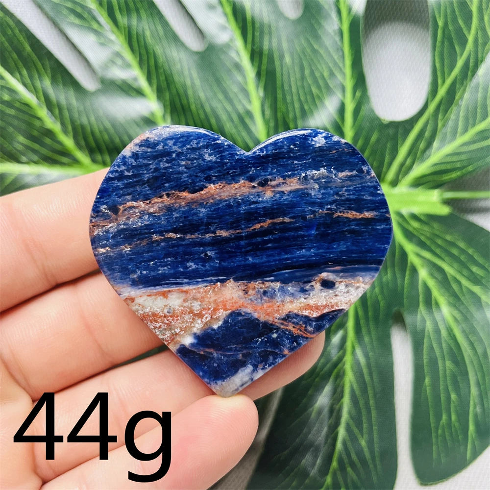 Natural gemstones Heart-shaped Decoration Blue Sodalite Mineral Collection Witchcraft Altar Crystal Stone Healing Spirit stone