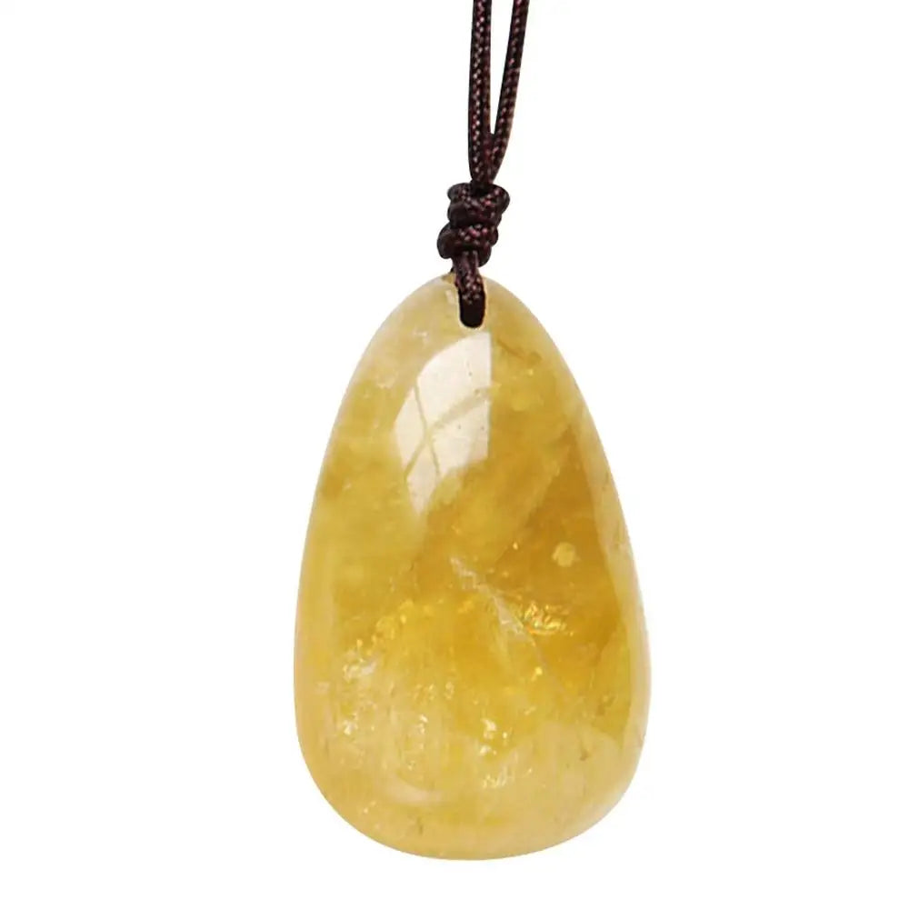 Elegant Citrine Water Drop Pendant Necklace - Natural Yellow Quartz Crystal Jewelry for Reiki Energy and Valentine's Day Gift