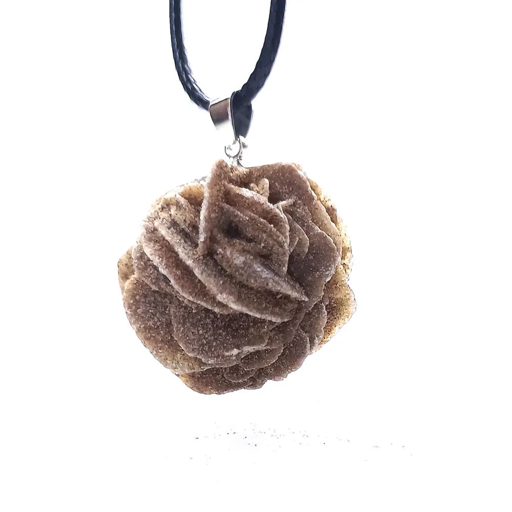 Handcrafted Moroccan Desert Rose Stone Pendant Necklace - Unique Irregular Gemstone Jewelry for Men and Women, Perfect DIY Gift