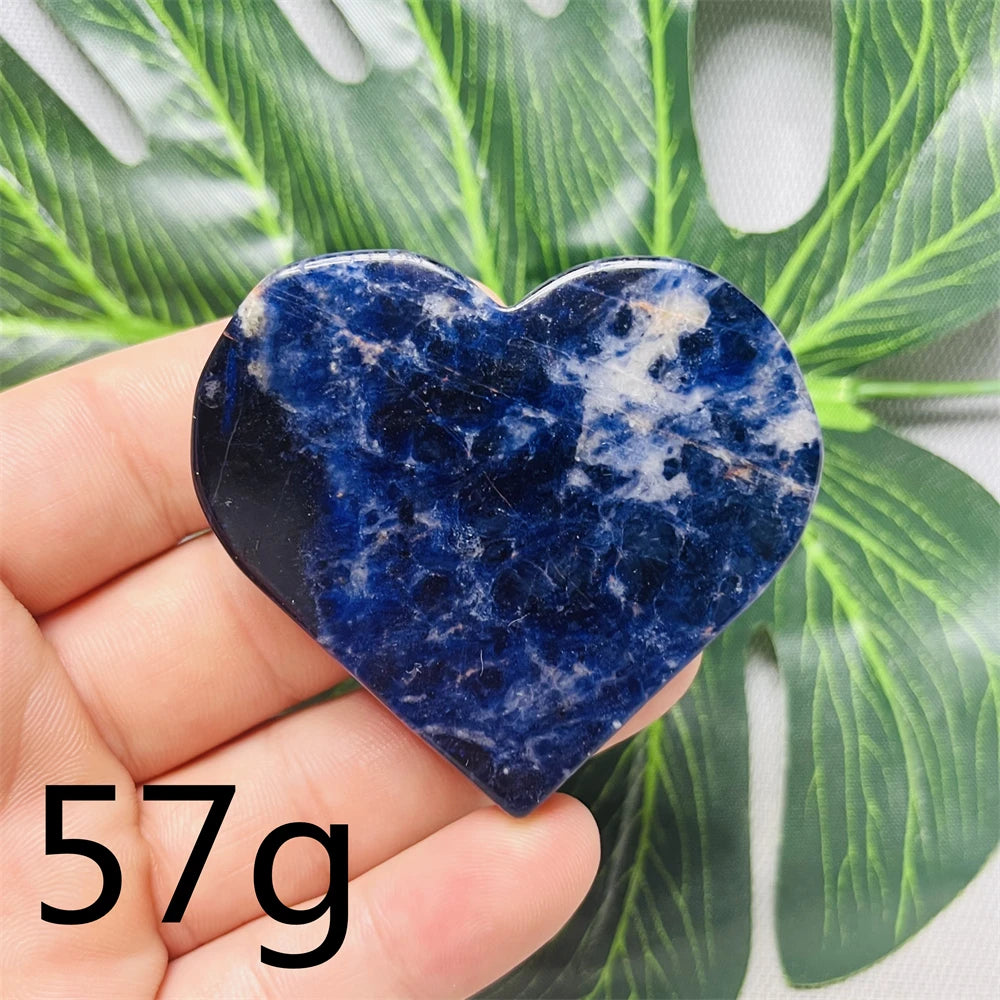 Natural gemstones Heart-shaped Decoration Blue Sodalite Mineral Collection Witchcraft Altar Crystal Stone Healing Spirit stone