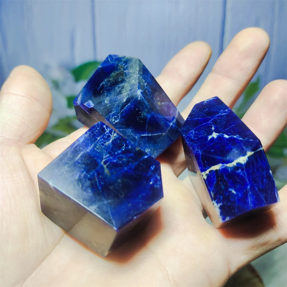 Natural Blue Sodalite Stone Original  Crystal Quartz Gem Minerals Polishing Chakra Reiki Meditation Home Decor