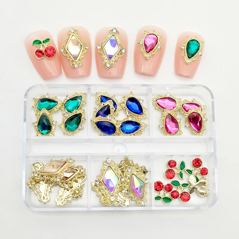 Luxury Saturn Planet Nail Charms with Crystal Rhinestones - 1 Box of Decorative Gem Stones for Nail Art