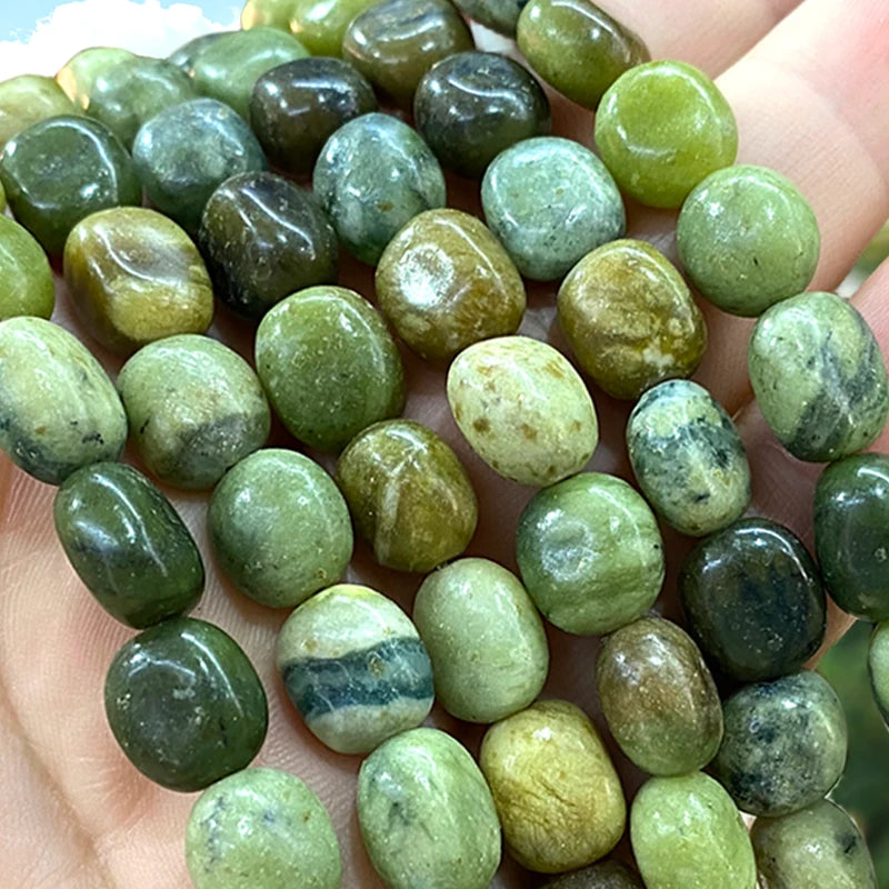 Raw Green Taiwan Jade Jasper Irregular Spacer Beads - 8x12MM Loose Beads for DIY Jewelry Making - 15'' Strand