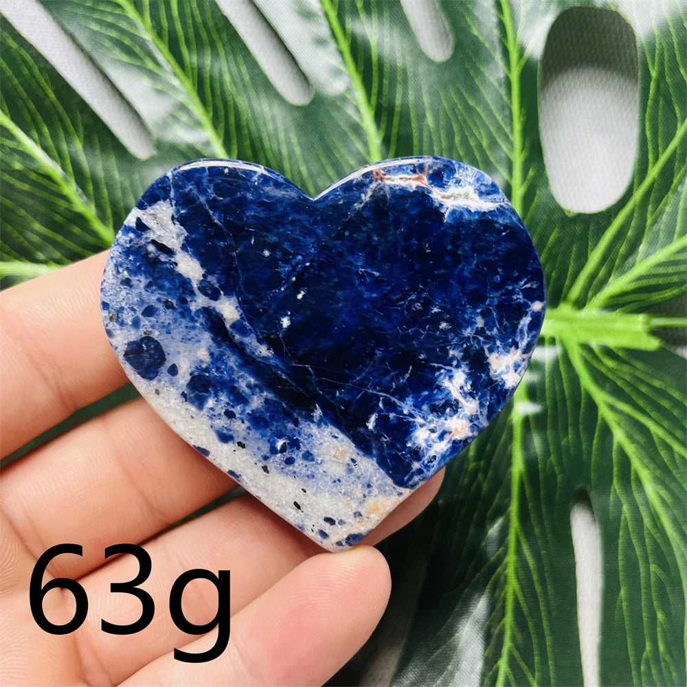 Natural gemstones Heart-shaped Decoration Blue Sodalite Mineral Collection Witchcraft Altar Crystal Stone Healing Spirit stone