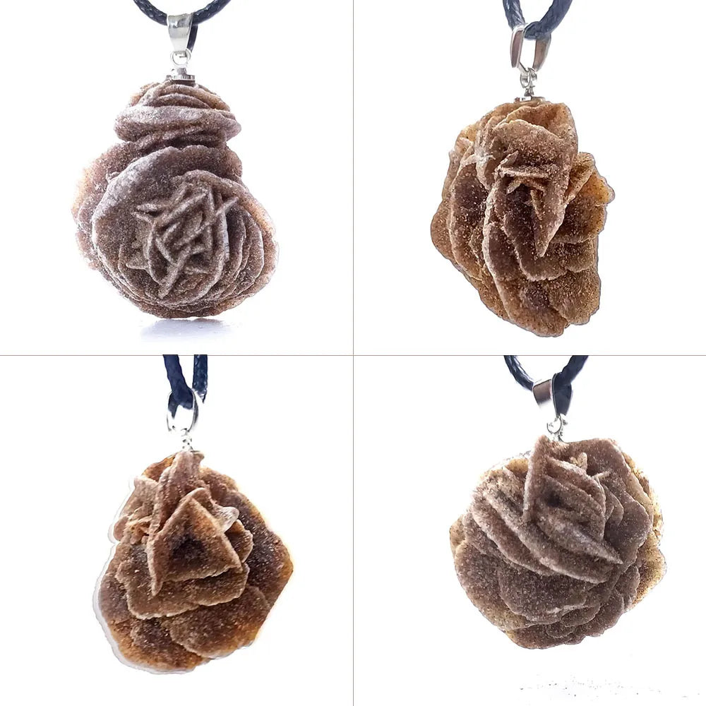 Handcrafted Moroccan Desert Rose Stone Pendant Necklace - Unique Irregular Gemstone Jewelry for Men and Women, Perfect DIY Gift