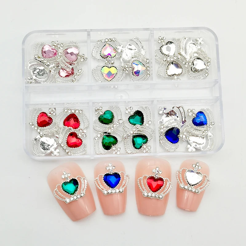 Luxury Saturn Planet Nail Charms with Crystal Rhinestones - 1 Box of Decorative Gem Stones for Nail Art