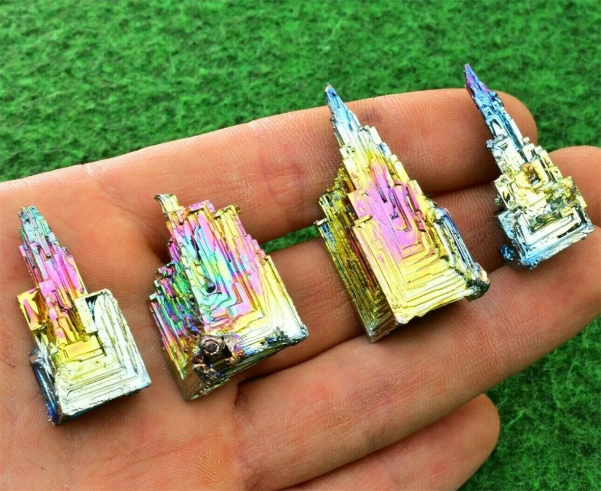 Natural Bismuth Tower Metal Mineral Crystal Tower Point Pyramid Stones Gemstone Reiki Healing  Meditation Collection Home Decor