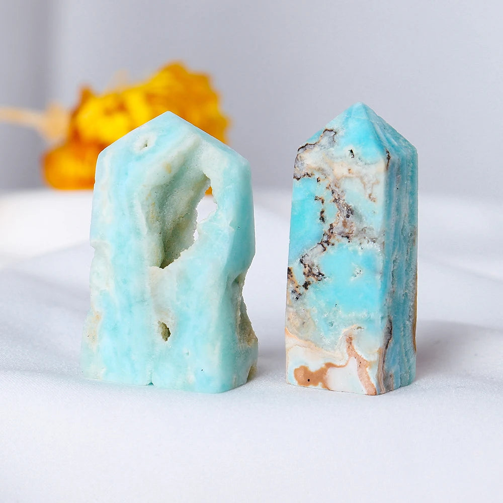 Healing Heteropolar Crystal Obelisk Tower - Natural Caribbean Calcite Gemstone for Home Decor