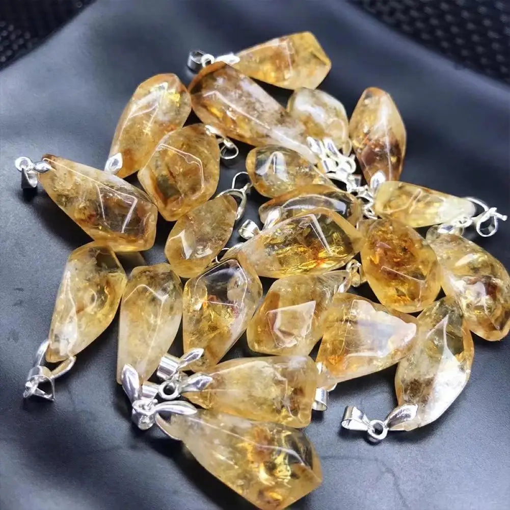 Exquisite Natural Citrine Healing Crystal Pendant for DIY Jewelry Crafting