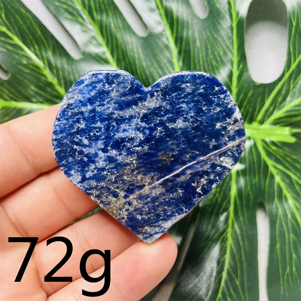 Natural gemstones Heart-shaped Decoration Blue Sodalite Mineral Collection Witchcraft Altar Crystal Stone Healing Spirit stone