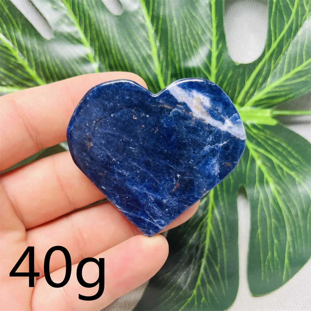 Natural gemstones Heart-shaped Decoration Blue Sodalite Mineral Collection Witchcraft Altar Crystal Stone Healing Spirit stone