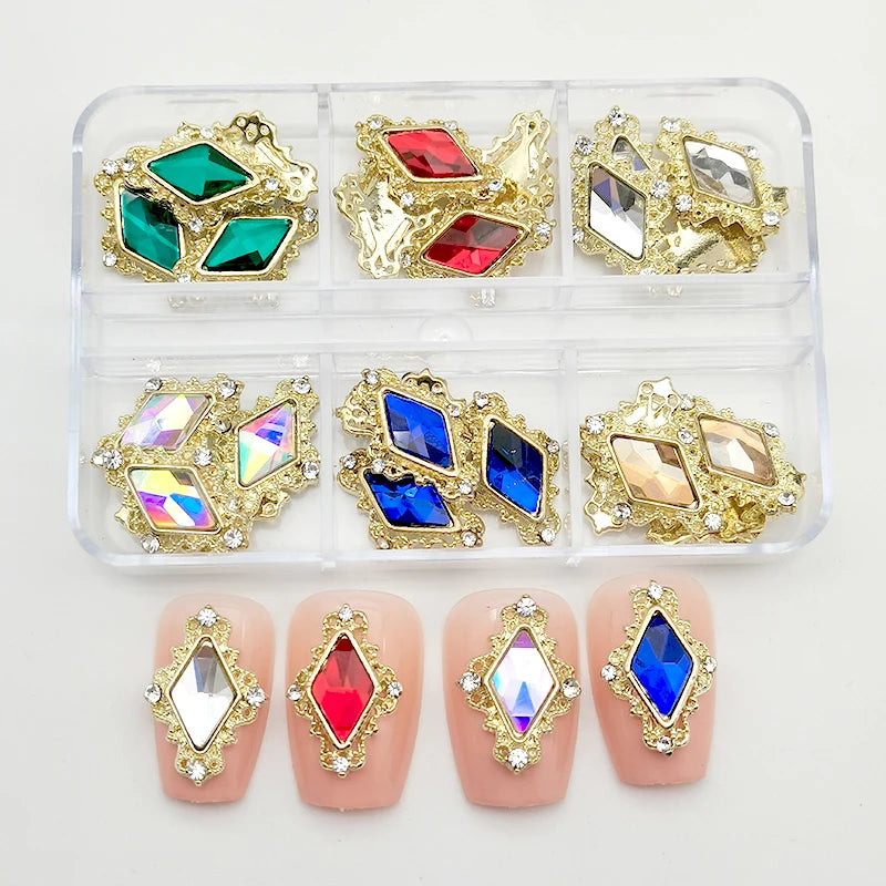 Luxury Saturn Planet Nail Charms with Crystal Rhinestones - 1 Box of Decorative Gem Stones for Nail Art