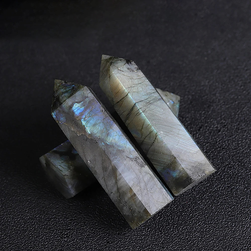 1.57"-3.14" Natural Crystals Stone Labradorite Wands Polishing Reiki Healing  Energy Stone Hexagonal Point Obelisk Gemstones