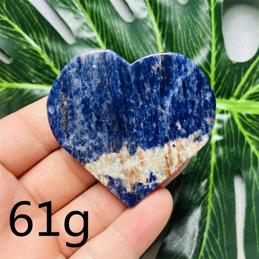 Natural gemstones Heart-shaped Decoration Blue Sodalite Mineral Collection Witchcraft Altar Crystal Stone Healing Spirit stone