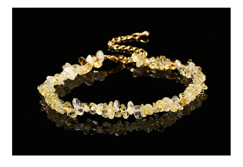 Natural Citrine Chip Chakra Bracelet for Women - Adjustable Reiki Healing Fashion Jewelry