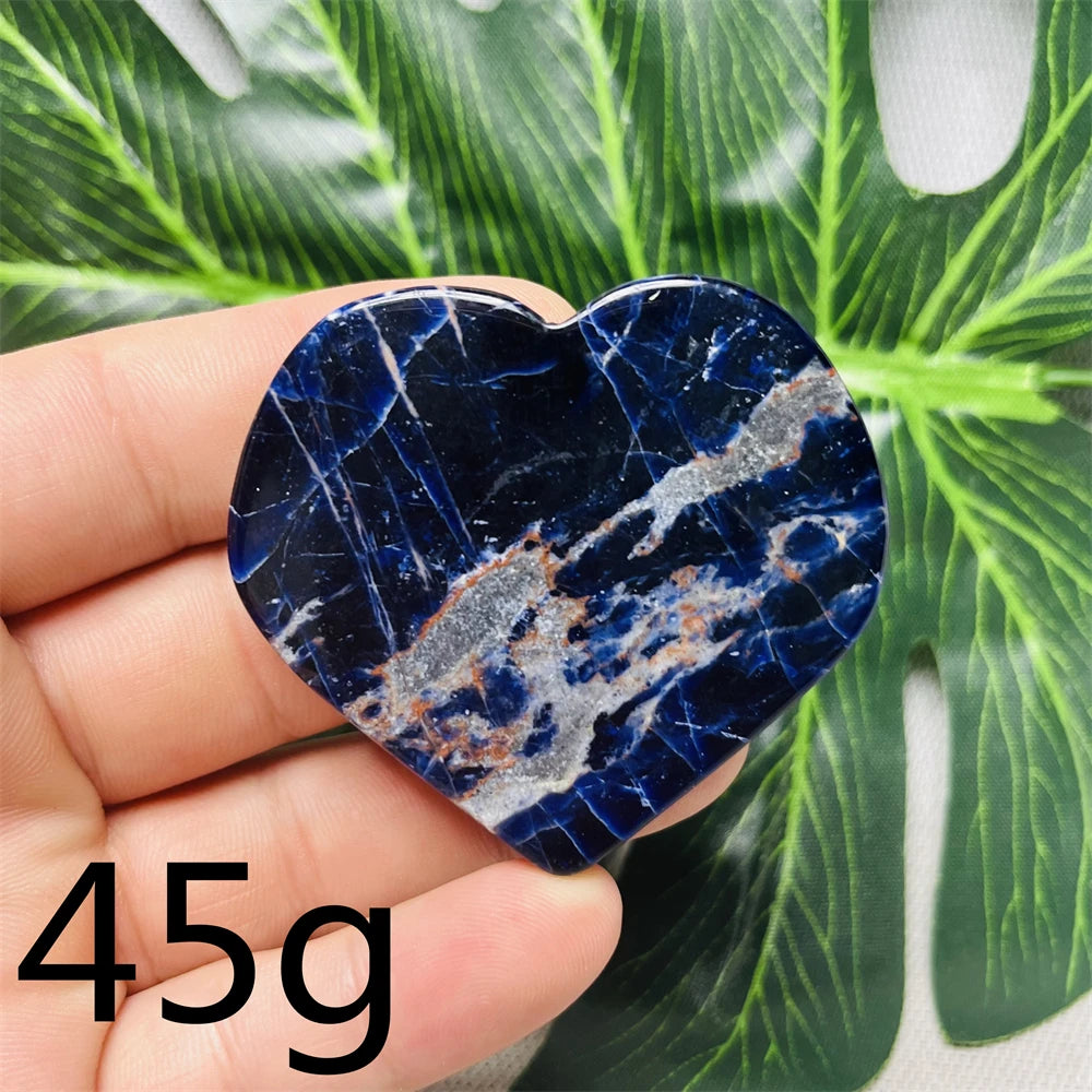 Natural gemstones Heart-shaped Decoration Blue Sodalite Mineral Collection Witchcraft Altar Crystal Stone Healing Spirit stone