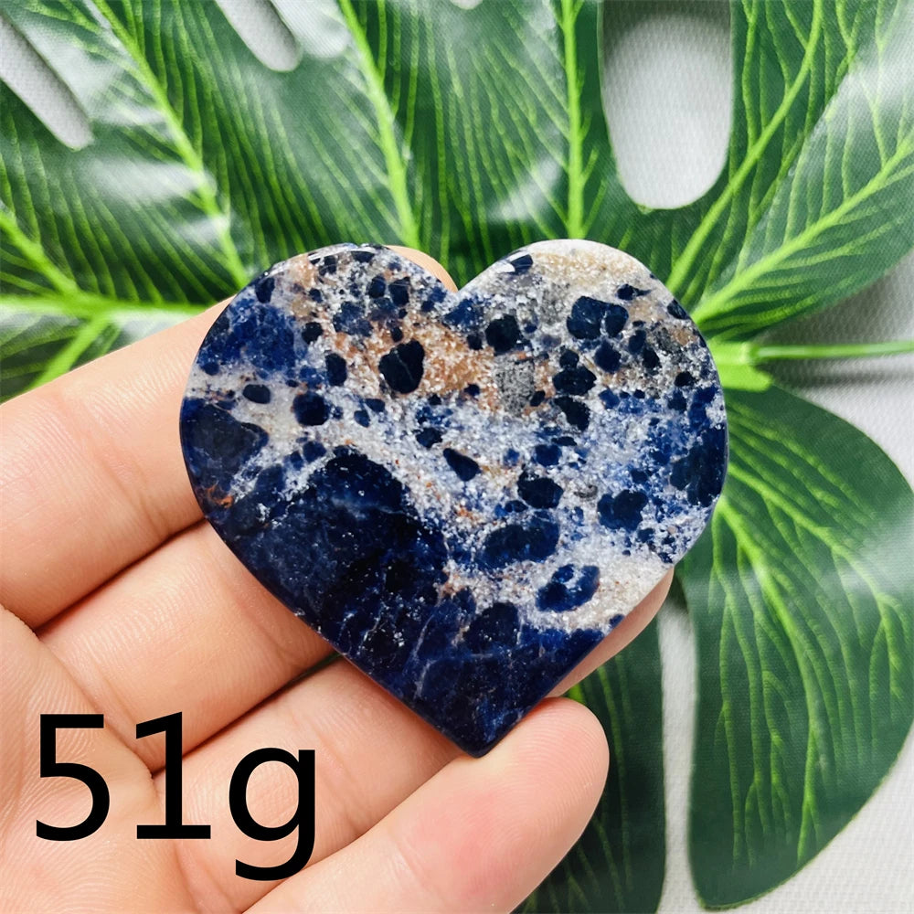 Natural gemstones Heart-shaped Decoration Blue Sodalite Mineral Collection Witchcraft Altar Crystal Stone Healing Spirit stone