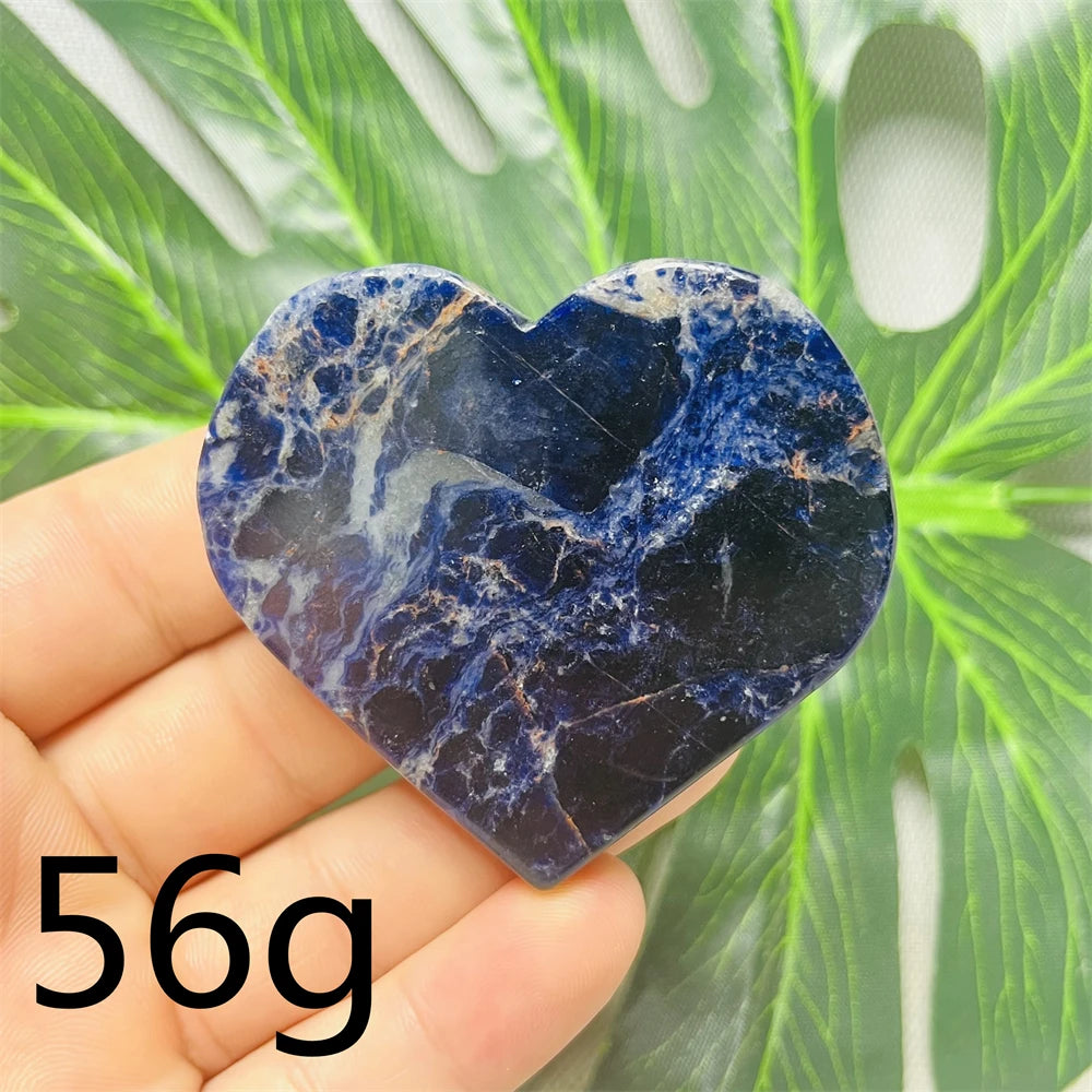 Natural gemstones Heart-shaped Decoration Blue Sodalite Mineral Collection Witchcraft Altar Crystal Stone Healing Spirit stone