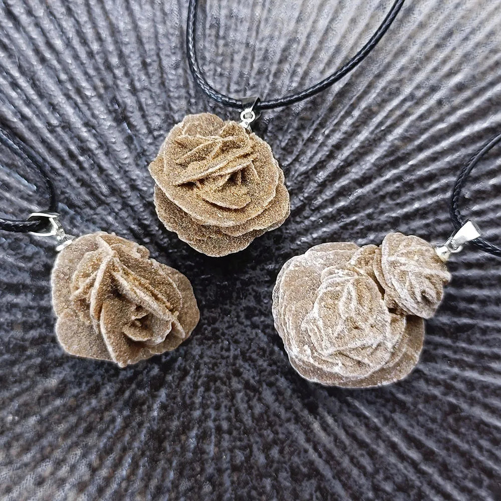 Handcrafted Moroccan Desert Rose Stone Pendant Necklace - Unique Irregular Gemstone Jewelry for Men and Women, Perfect DIY Gift