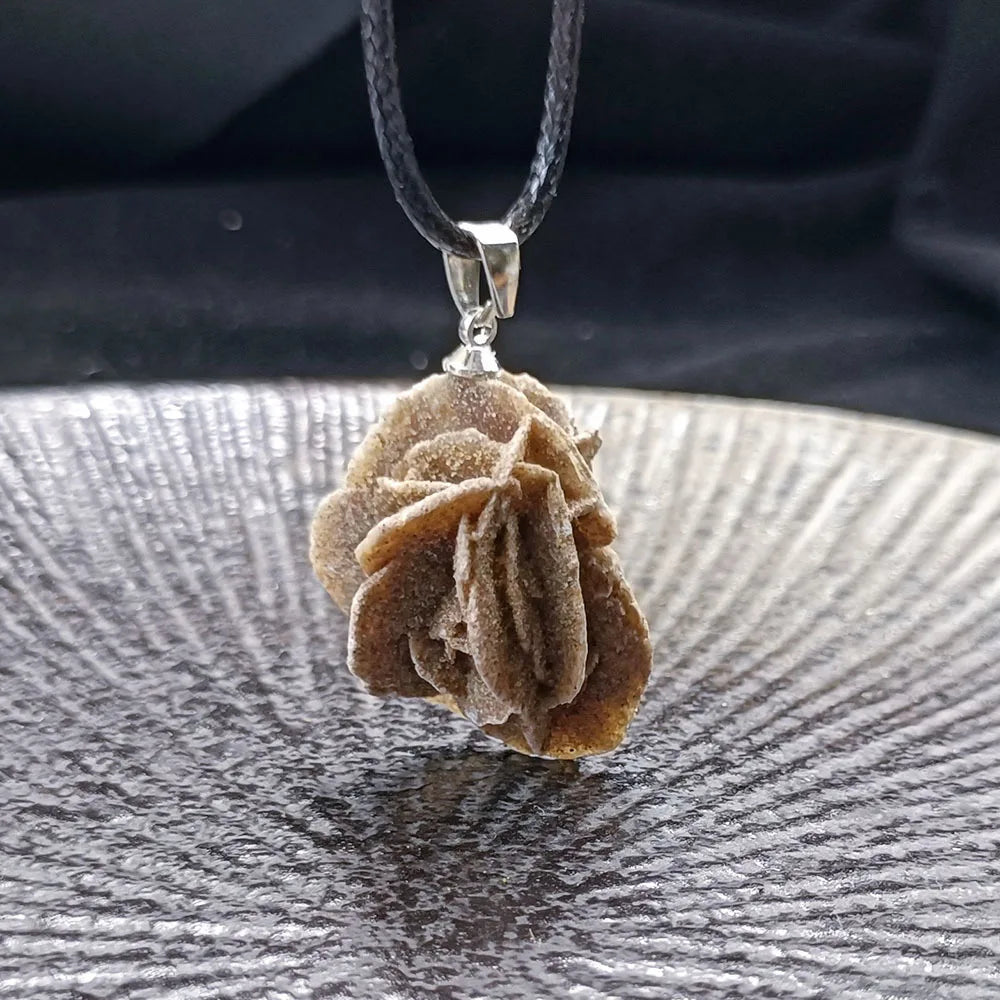 Handcrafted Moroccan Desert Rose Stone Pendant Necklace - Unique Irregular Gemstone Jewelry for Men and Women, Perfect DIY Gift