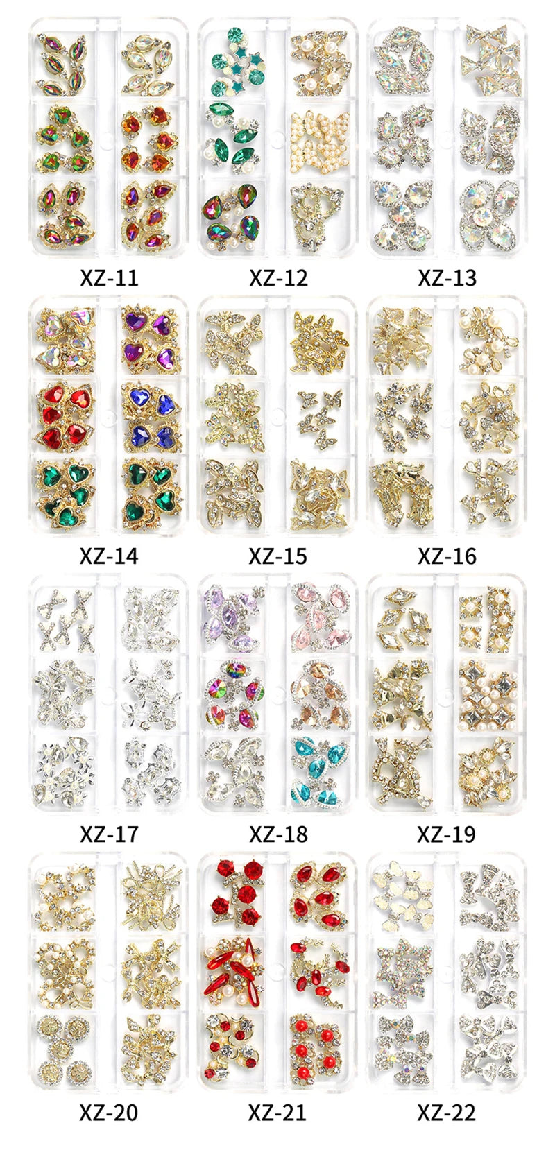 Luxury Saturn Planet Nail Charms with Crystal Rhinestones - 1 Box of Decorative Gem Stones for Nail Art