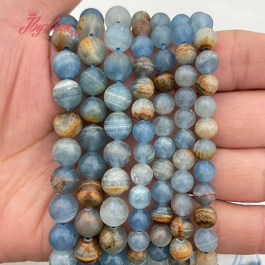 6/8mm Natural Blue Argentina Calcite Stone Beads for DIY Jewelry Making - Bracelet, Necklace, Earring Charms - 15 Inch Strand