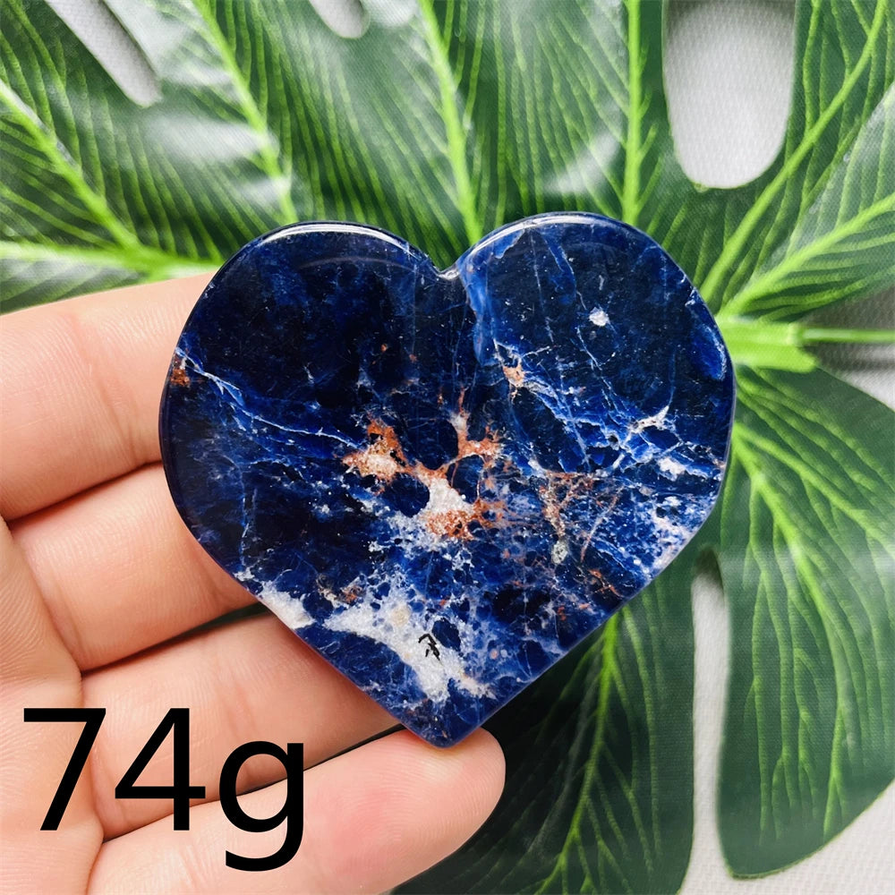 Natural gemstones Heart-shaped Decoration Blue Sodalite Mineral Collection Witchcraft Altar Crystal Stone Healing Spirit stone