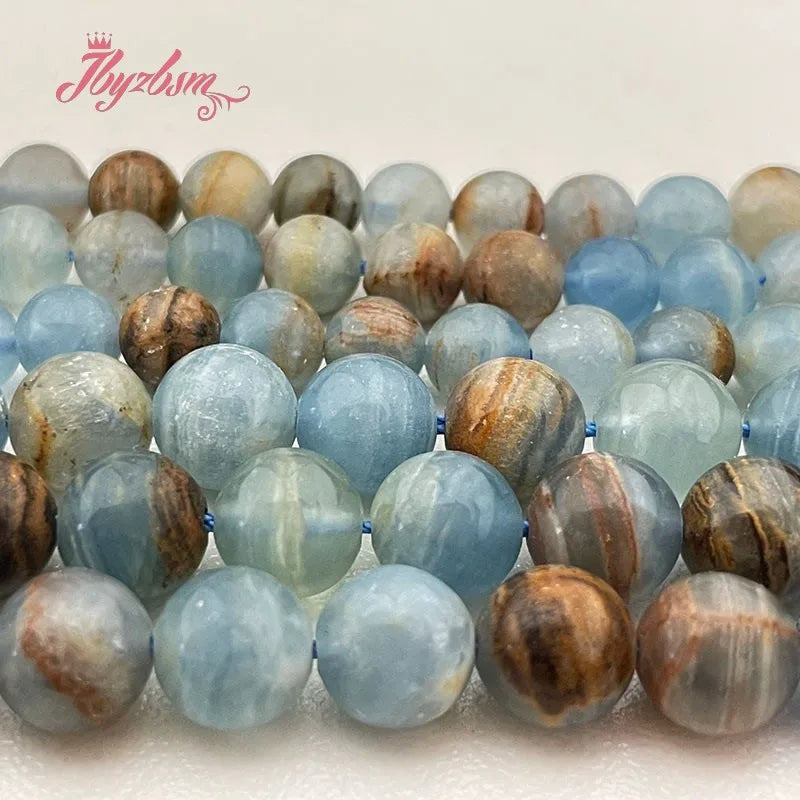 6/8mm Natural Blue Argentina Calcite Stone Beads for DIY Jewelry Making - Bracelet, Necklace, Earring Charms - 15 Inch Strand