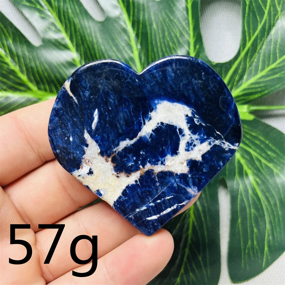 Natural gemstones Heart-shaped Decoration Blue Sodalite Mineral Collection Witchcraft Altar Crystal Stone Healing Spirit stone