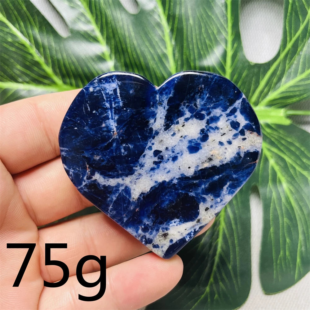 Natural gemstones Heart-shaped Decoration Blue Sodalite Mineral Collection Witchcraft Altar Crystal Stone Healing Spirit stone