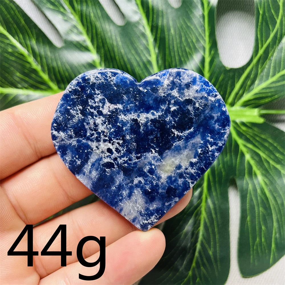 Natural gemstones Heart-shaped Decoration Blue Sodalite Mineral Collection Witchcraft Altar Crystal Stone Healing Spirit stone