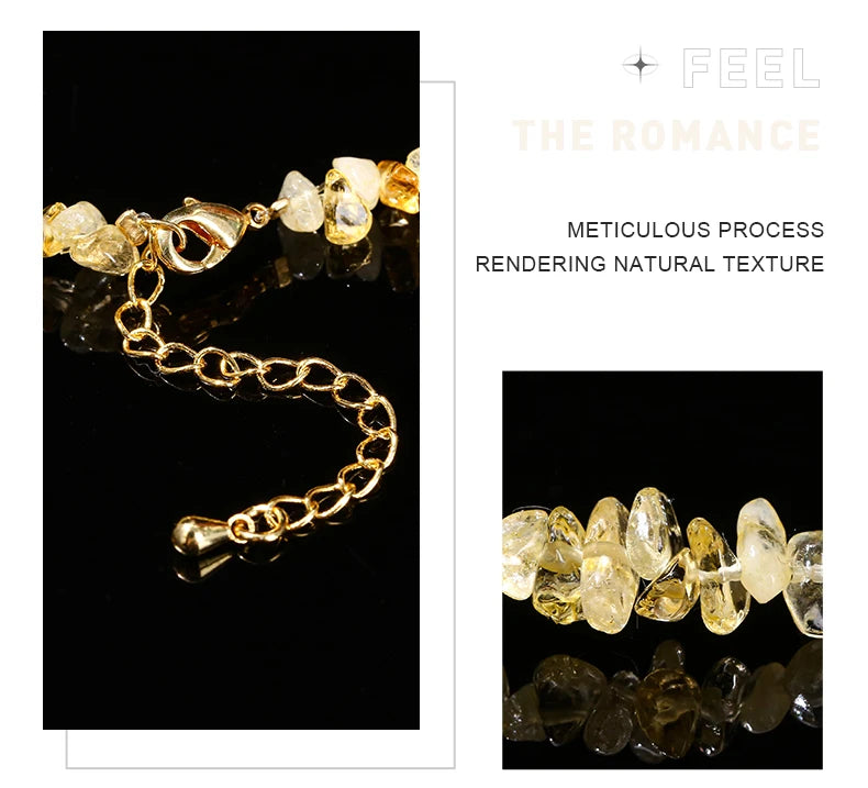 Natural Citrine Chip Chakra Bracelet for Women - Adjustable Reiki Healing Fashion Jewelry