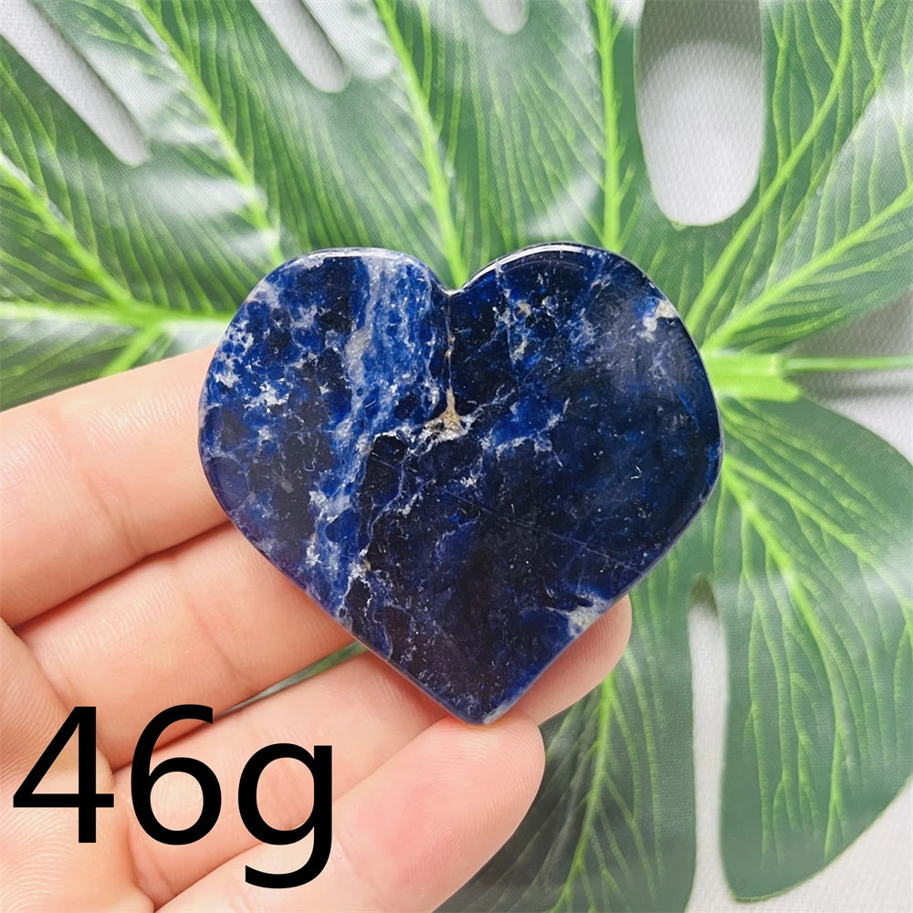 Natural gemstones Heart-shaped Decoration Blue Sodalite Mineral Collection Witchcraft Altar Crystal Stone Healing Spirit stone